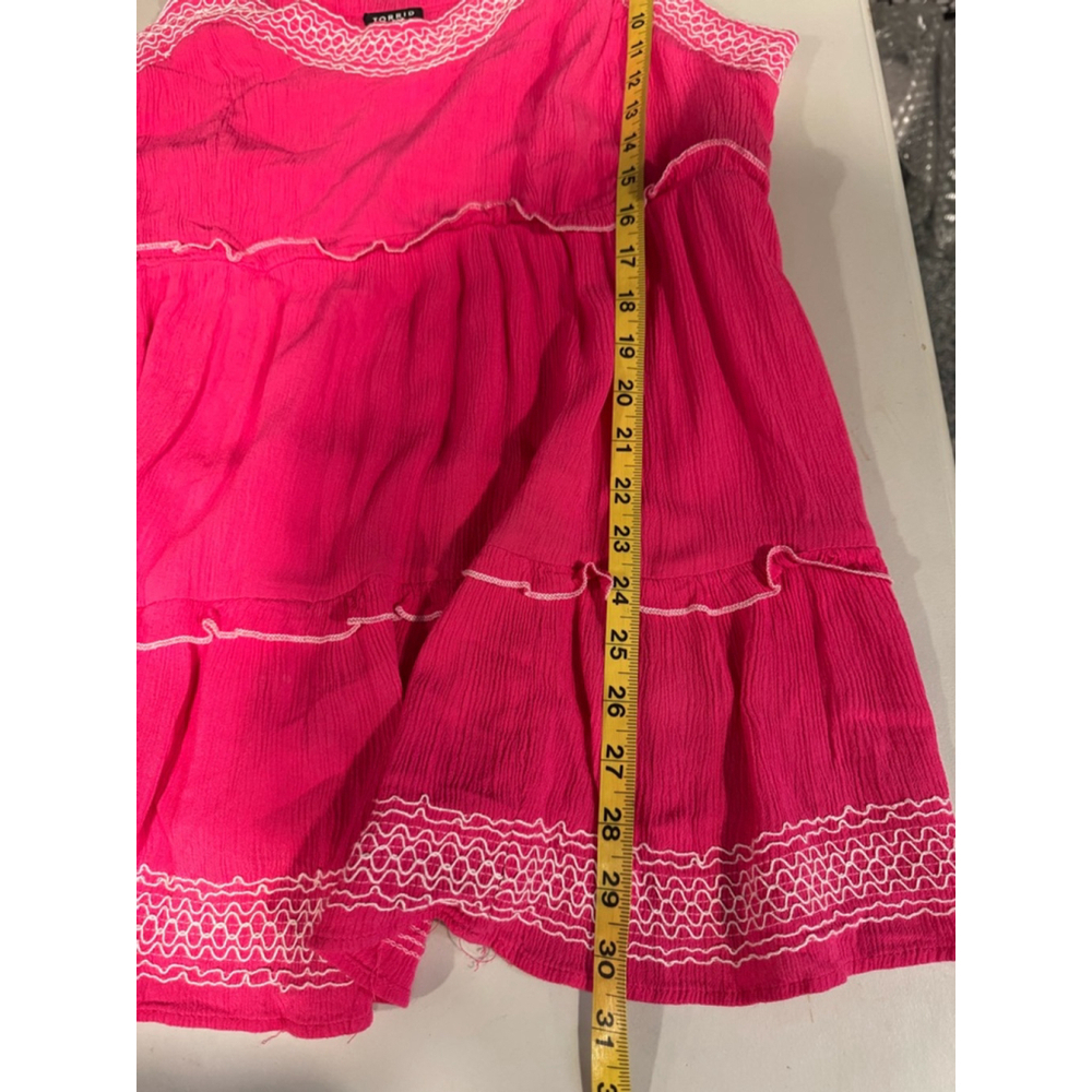 Torrid Babydoll Crinkle Gauze Embroidered Tiered Pink Top, Size 2/18-20 - Picture 9 of 10